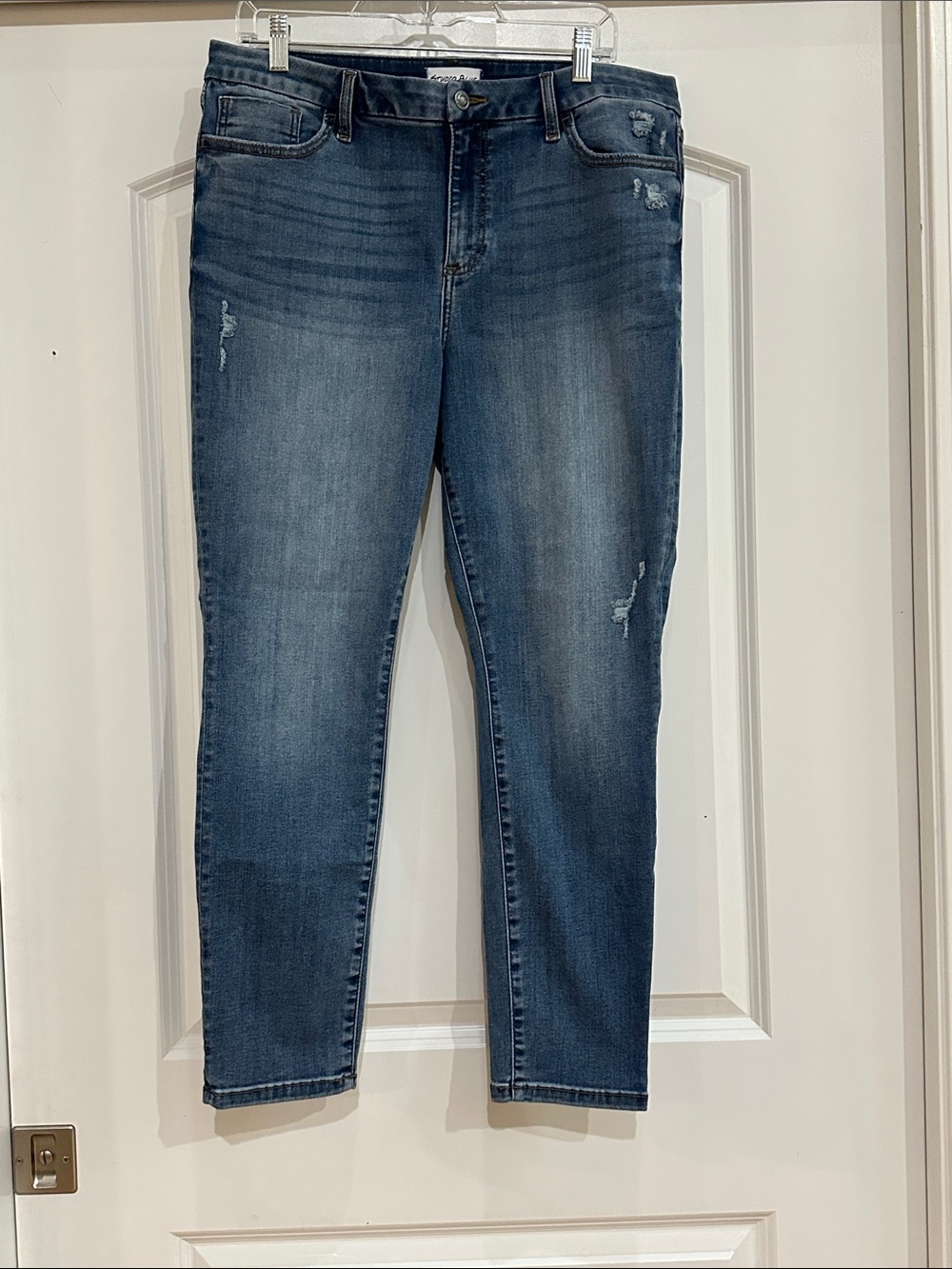 Women's Mid-Blue Ankle Slim Stretch Jeans